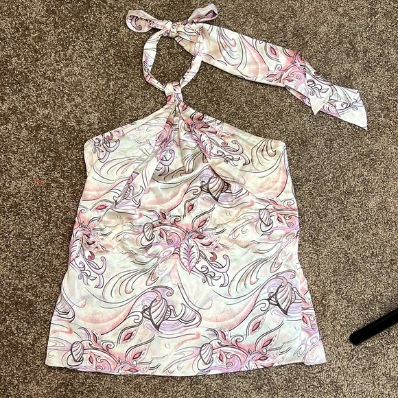 7 For All Mankind SILK Tie Halter Top Size XS - Picture 1 of 4